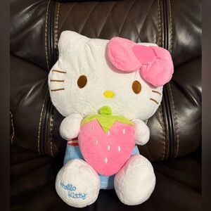 Brand New - Hello Kitty Plush Toy with Pink Bow and Strawberry